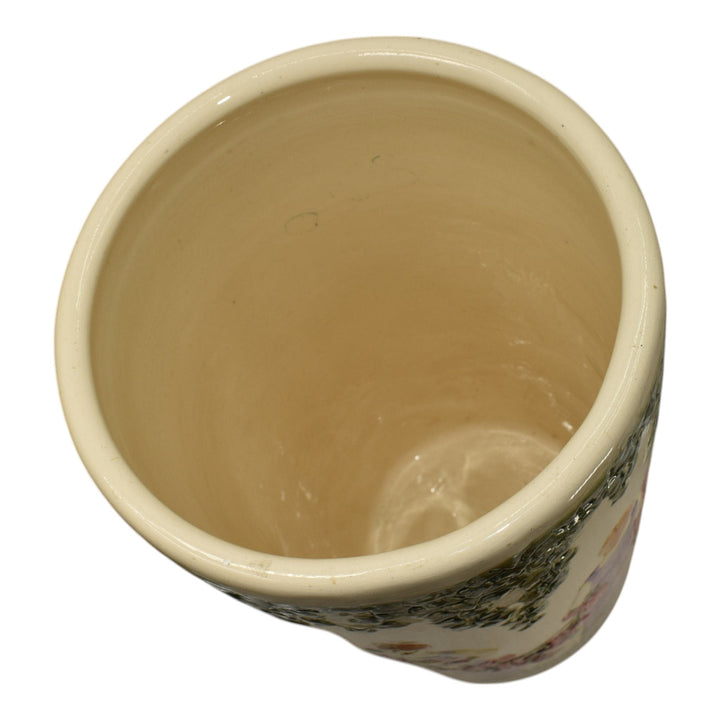 Weller Zona 1920s Art Pottery Woman Figural Scenic Ceramic Umbrella Stand - Just Art Pottery