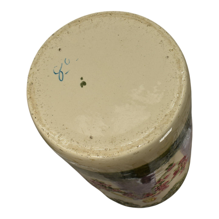 Weller Zona 1920s Art Pottery Woman Figural Scenic Ceramic Umbrella Stand - Just Art Pottery