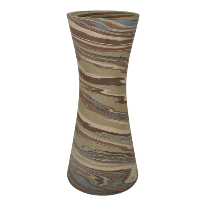Niloak Mission Swirl 1910-24 Vintage Hand Made Art Pottery Tan Brown 10" Vase - Just Art Pottery