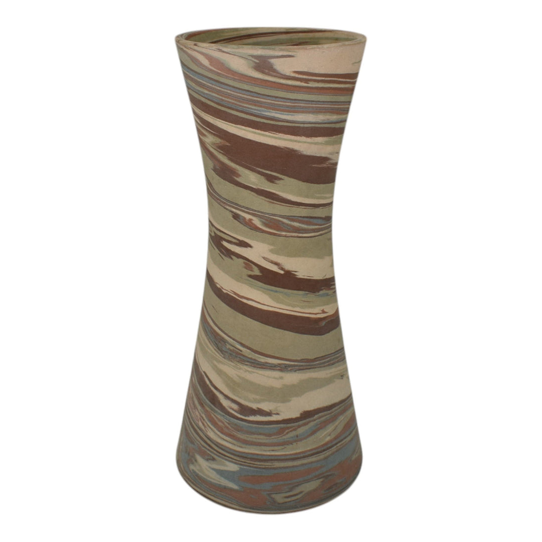 Niloak Mission Swirl 1910-24 Vintage Hand Made Art Pottery Tan Brown 10" Vase - Just Art Pottery