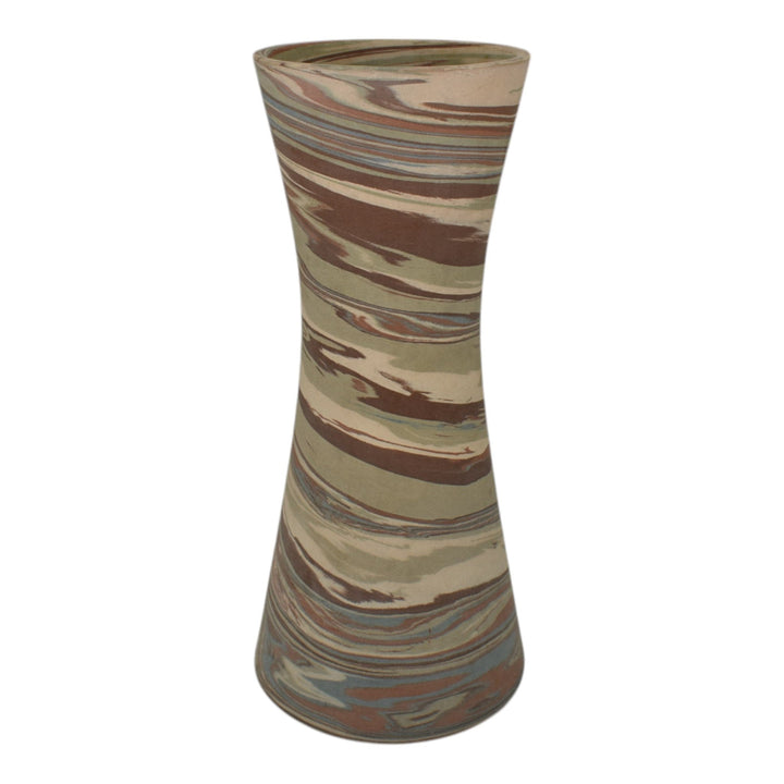 Niloak Mission Swirl 1910-24 Vintage Hand Made Art Pottery Tan Brown 10" Vase - Just Art Pottery