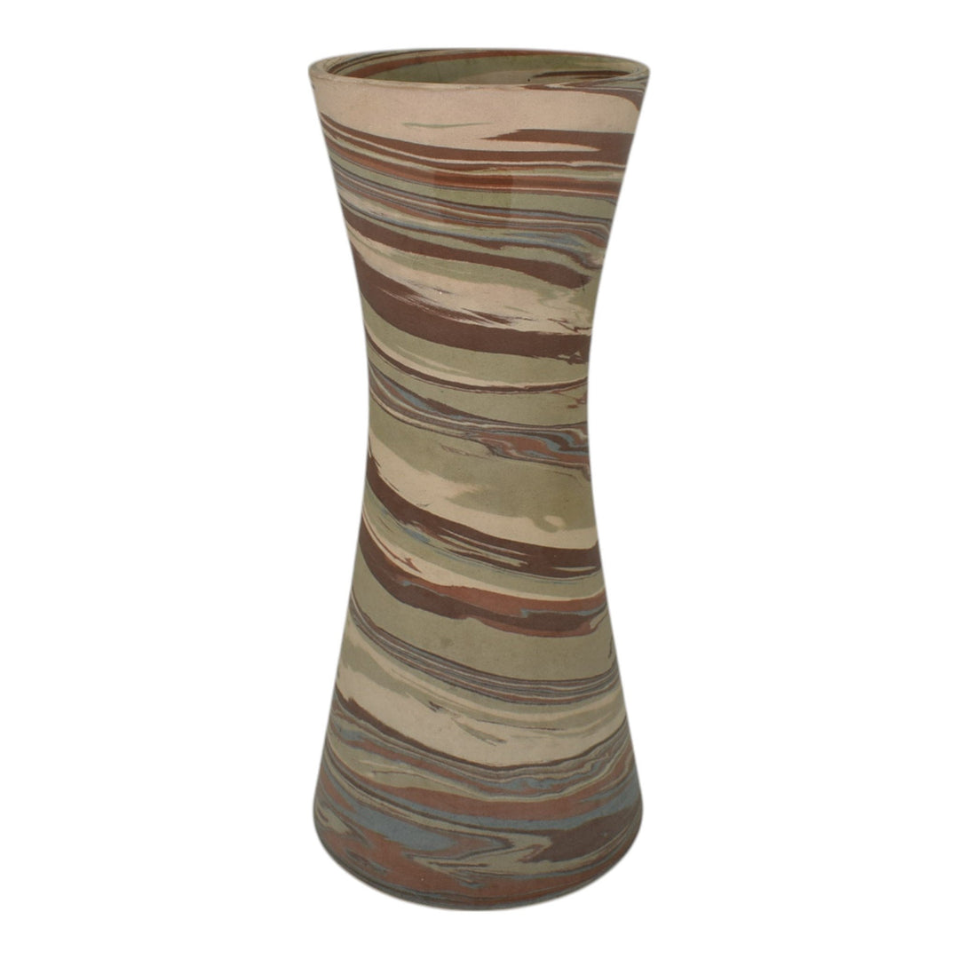 Niloak Mission Swirl 1910-24 Vintage Hand Made Art Pottery Tan Brown 10" Vase - Just Art Pottery