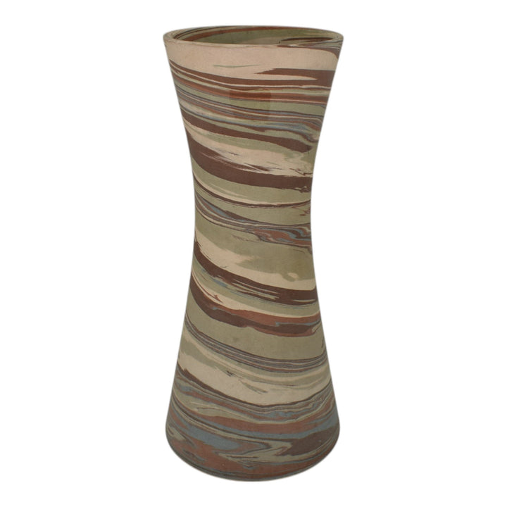 Niloak Mission Swirl 1910-24 Vintage Hand Made Art Pottery Tan Brown 10" Vase - Just Art Pottery