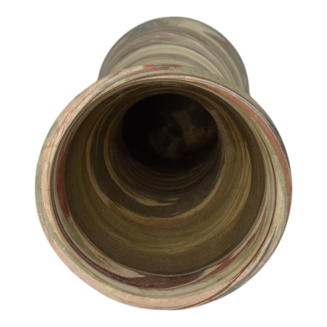 Niloak Mission Swirl 1910-24 Vintage Hand Made Art Pottery Tan Brown 10" Vase - Just Art Pottery