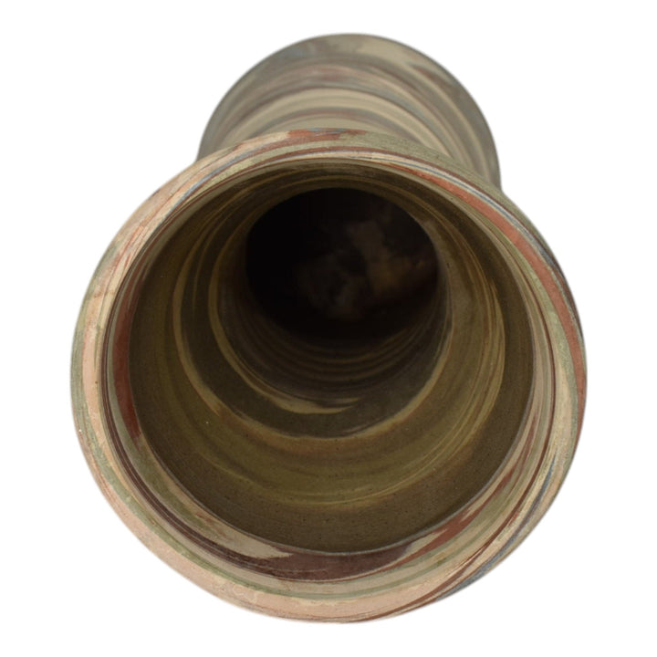 Niloak Mission Swirl 1910-24 Vintage Hand Made Art Pottery Tan Brown 10" Vase - Just Art Pottery