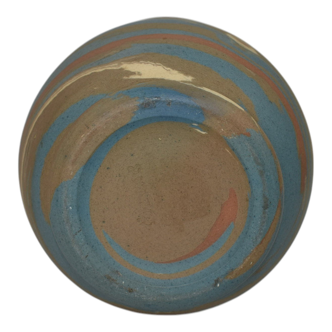 Niloak Mission Swirl 1910-24 Vintage Hand Made Art Pottery Brown Blue 8" Vase - Just Art Pottery