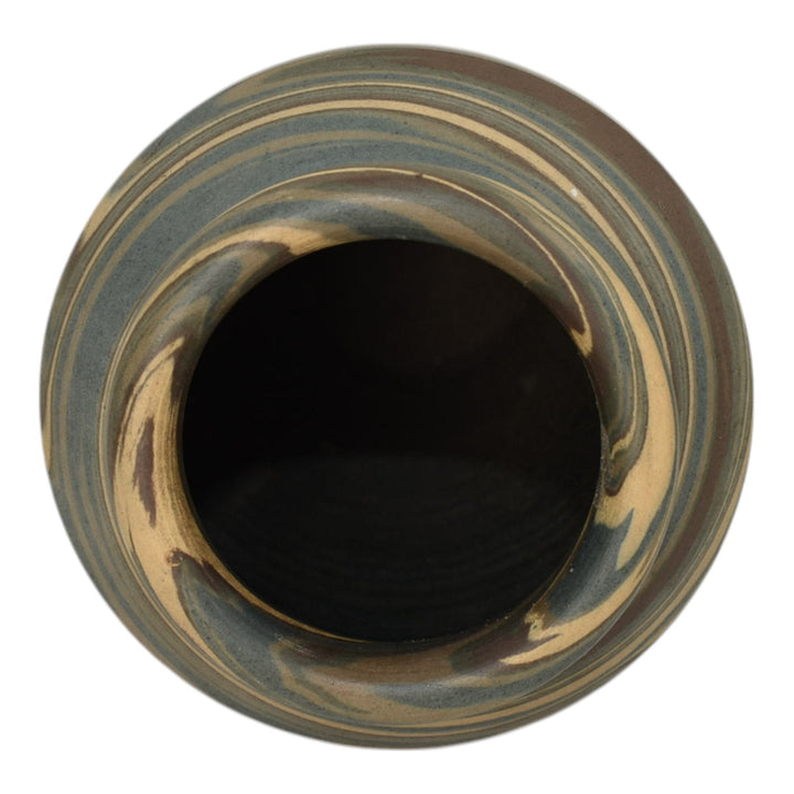 Niloak Mission Swirl 1910-24 Vintage Hand Made Art Pottery Brown Tan 9.5" Vase - Just Art Pottery