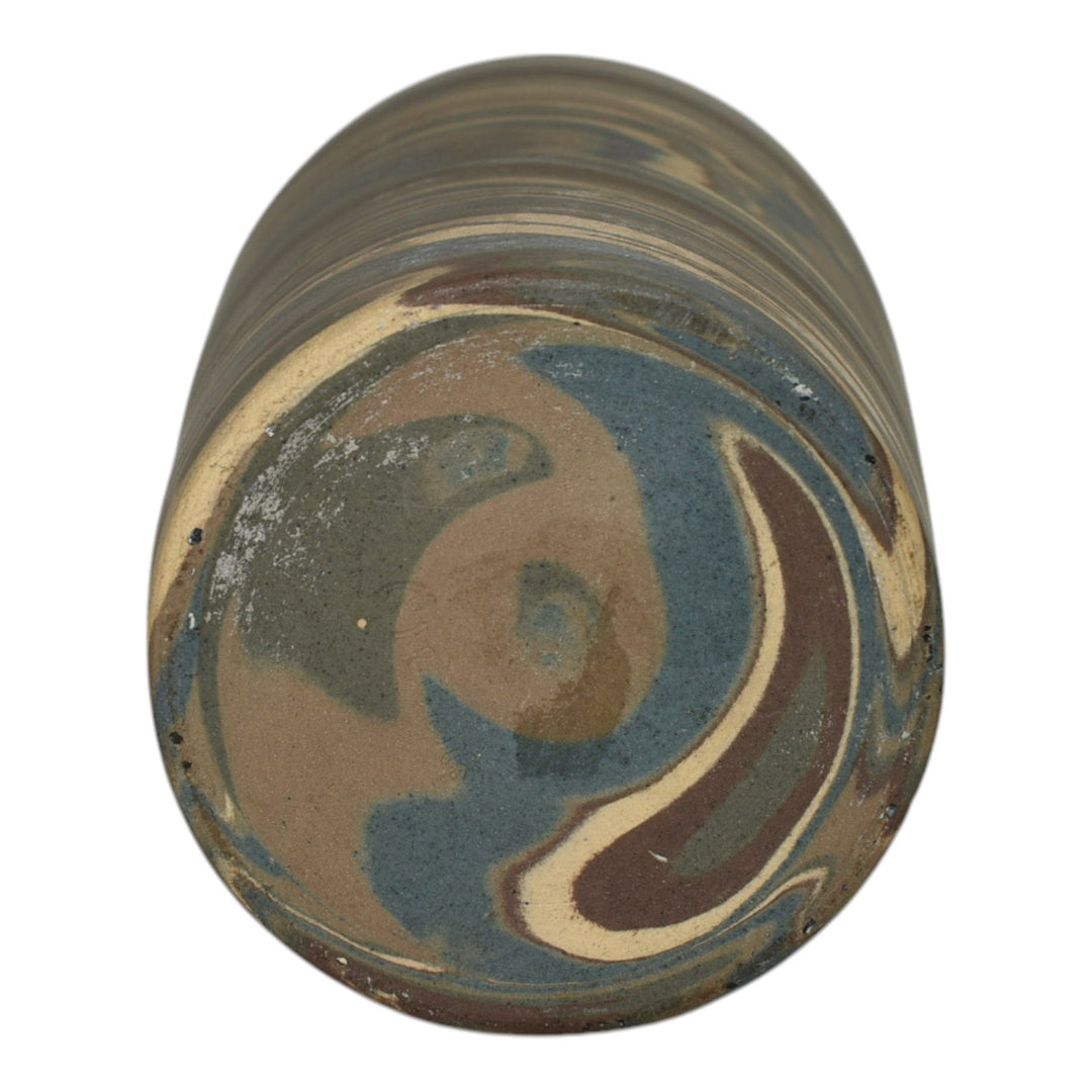 Niloak Mission Swirl 1910-24 Vintage Hand Made Art Pottery Brown Tan 9.5" Vase - Just Art Pottery