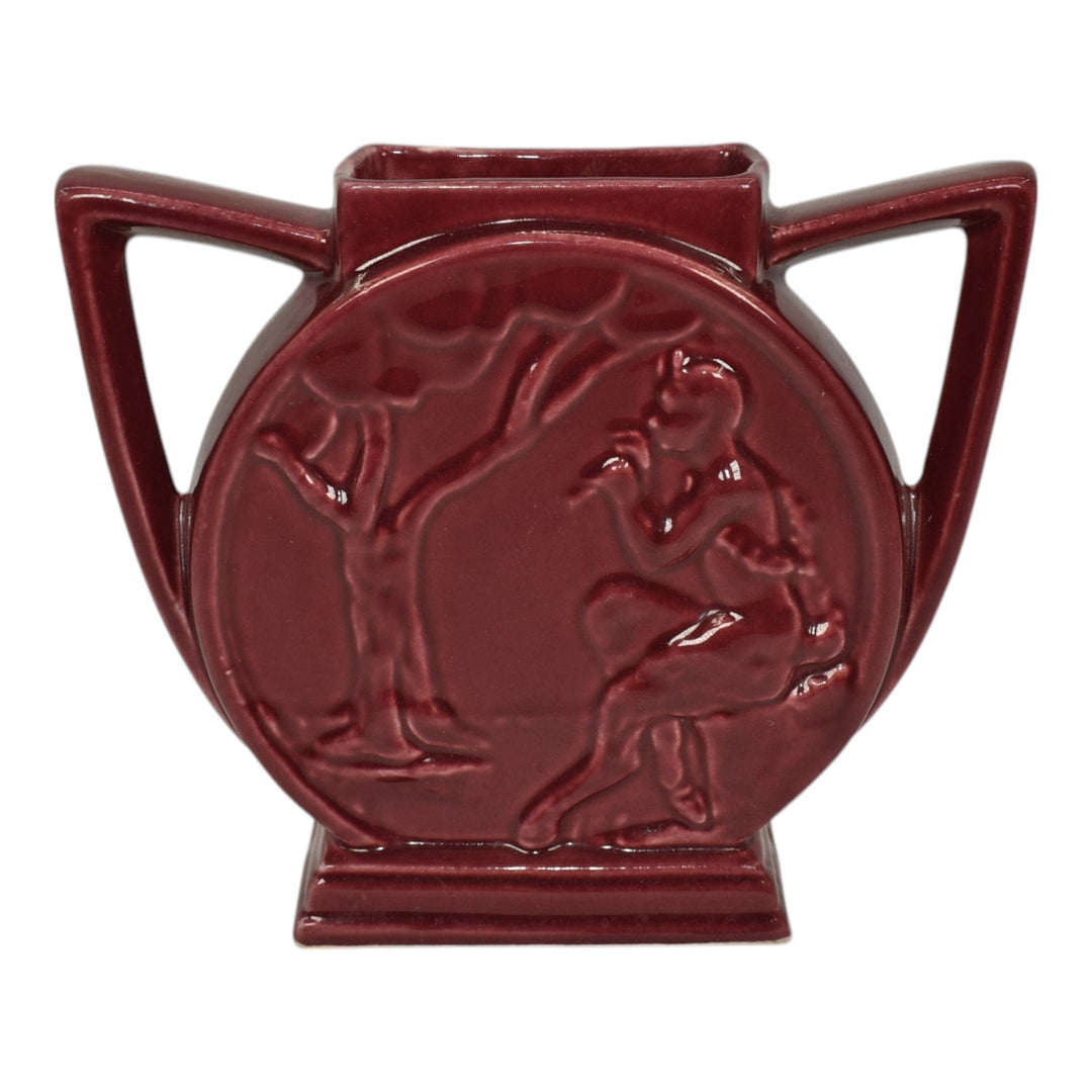 Alamo Texas Pottery Red 1940s Mid Century Modern Art Pottery Ceramic Vase 701 - Just Art Pottery