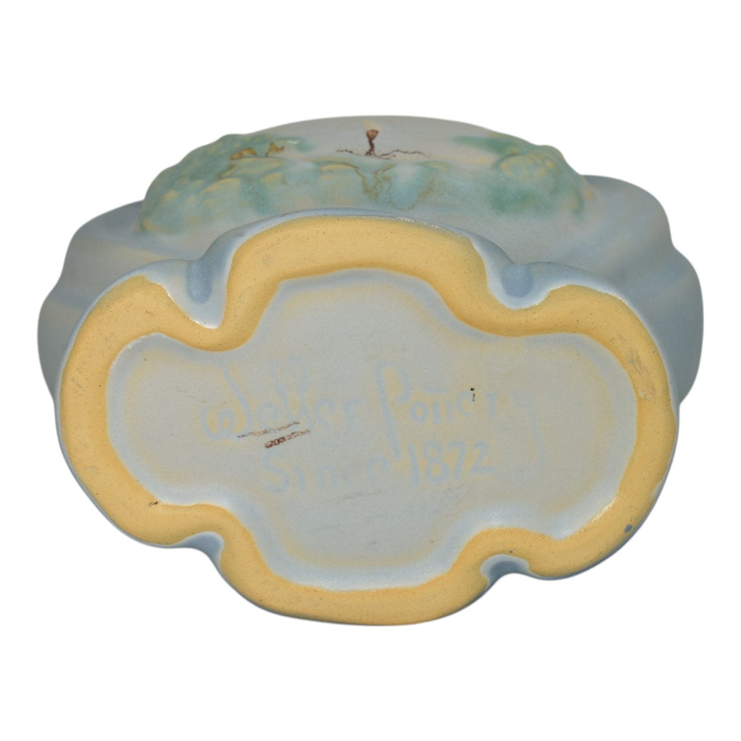 Weller Senic Vintage Art Pottery Blue Ceramic Pillow Vase - Just Art Pottery