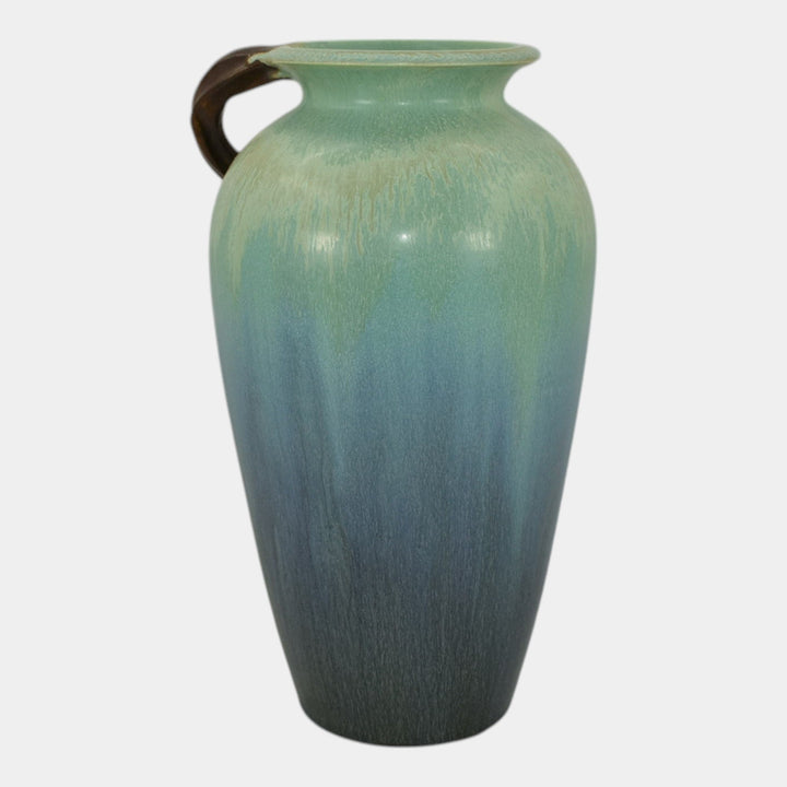 Ephraim Faience 2019 Hand Made Pottery Blue Finch Ceramic Tall Vase M07 - Just Art Pottery