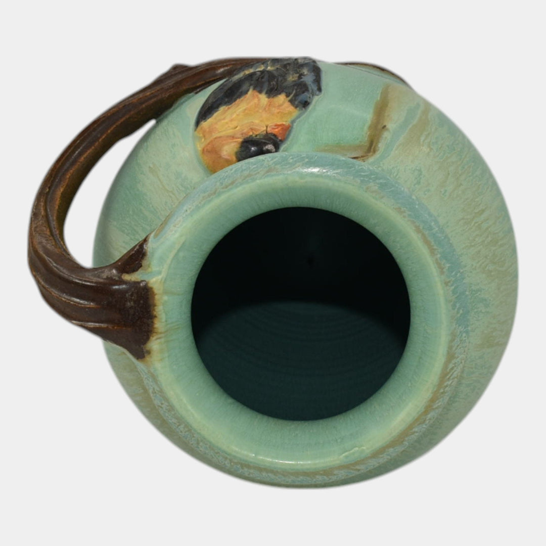 Ephraim Faience 2019 Hand Made Pottery Blue Finch Ceramic Tall Vase M07 - Just Art Pottery