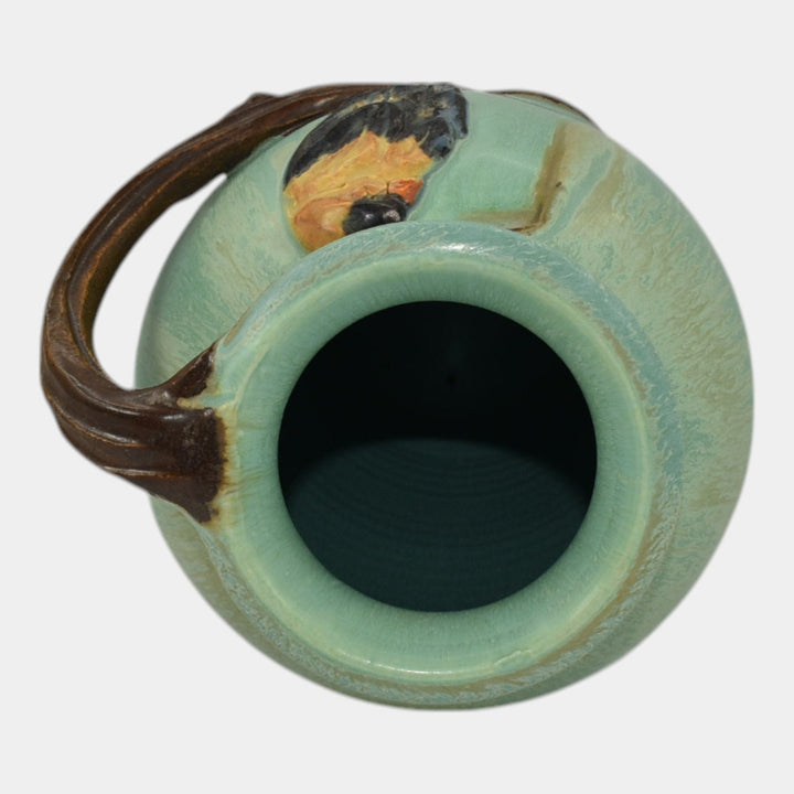 Ephraim Faience 2019 Hand Made Pottery Blue Finch Ceramic Tall Vase M07 - Just Art Pottery