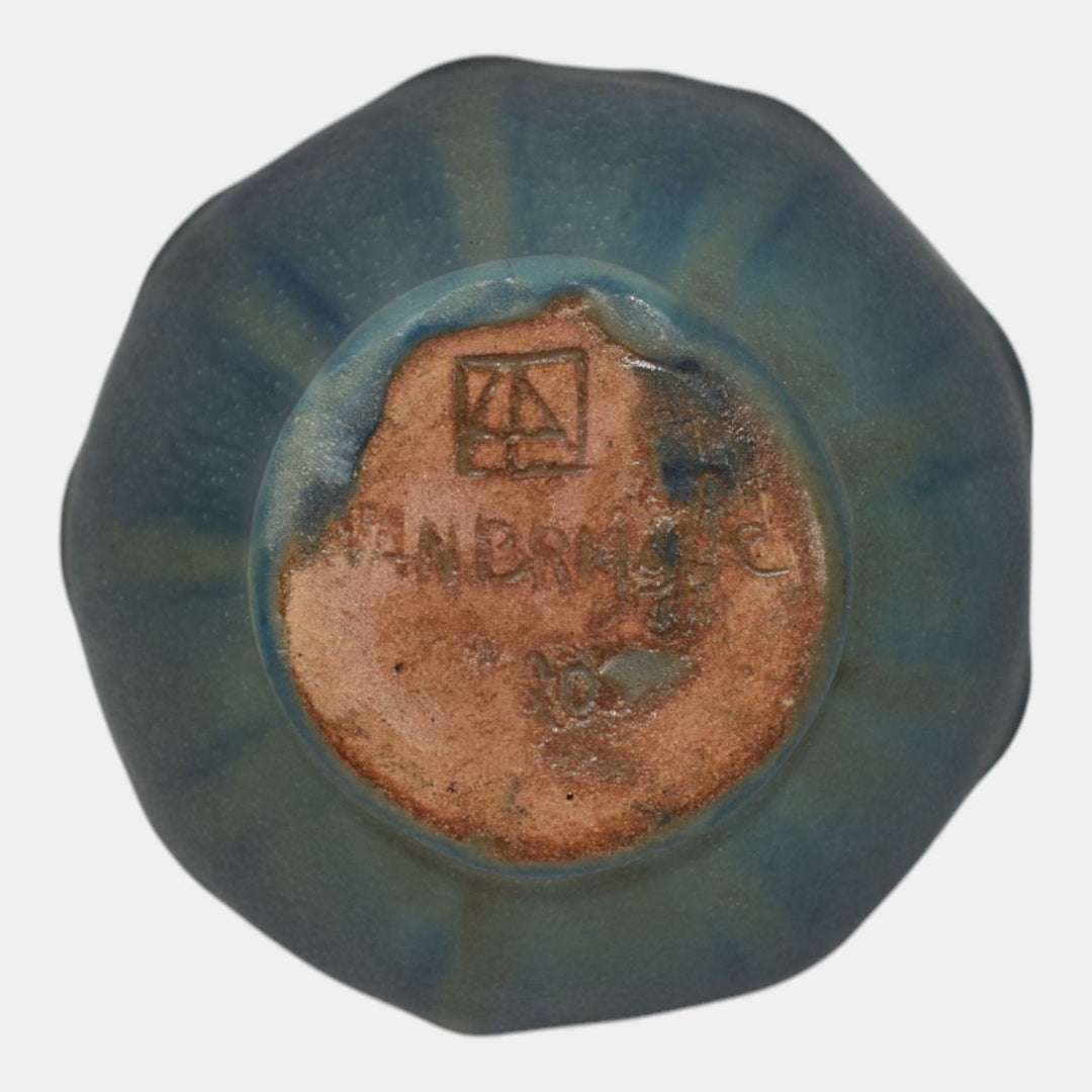 Van Briggle 1920 Arts And Crafts Pottery Blue Ceramic Flower Vase 654 - Just Art Pottery