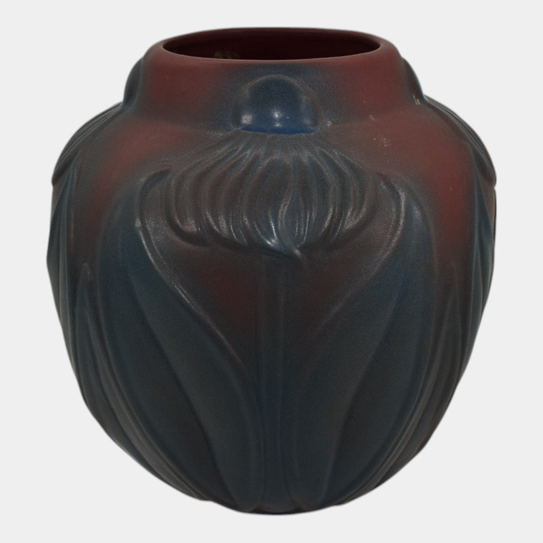 Van Briggle 1920s Vintage Art Pottery Mulberry Ceramic Flower Leaves Vase 754 - Just Art Pottery