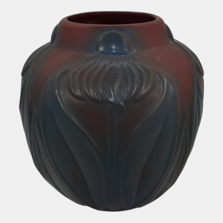 Van Briggle 1920s Vintage Art Pottery Mulberry Ceramic Flower Leaves Vase 754 - Just Art Pottery