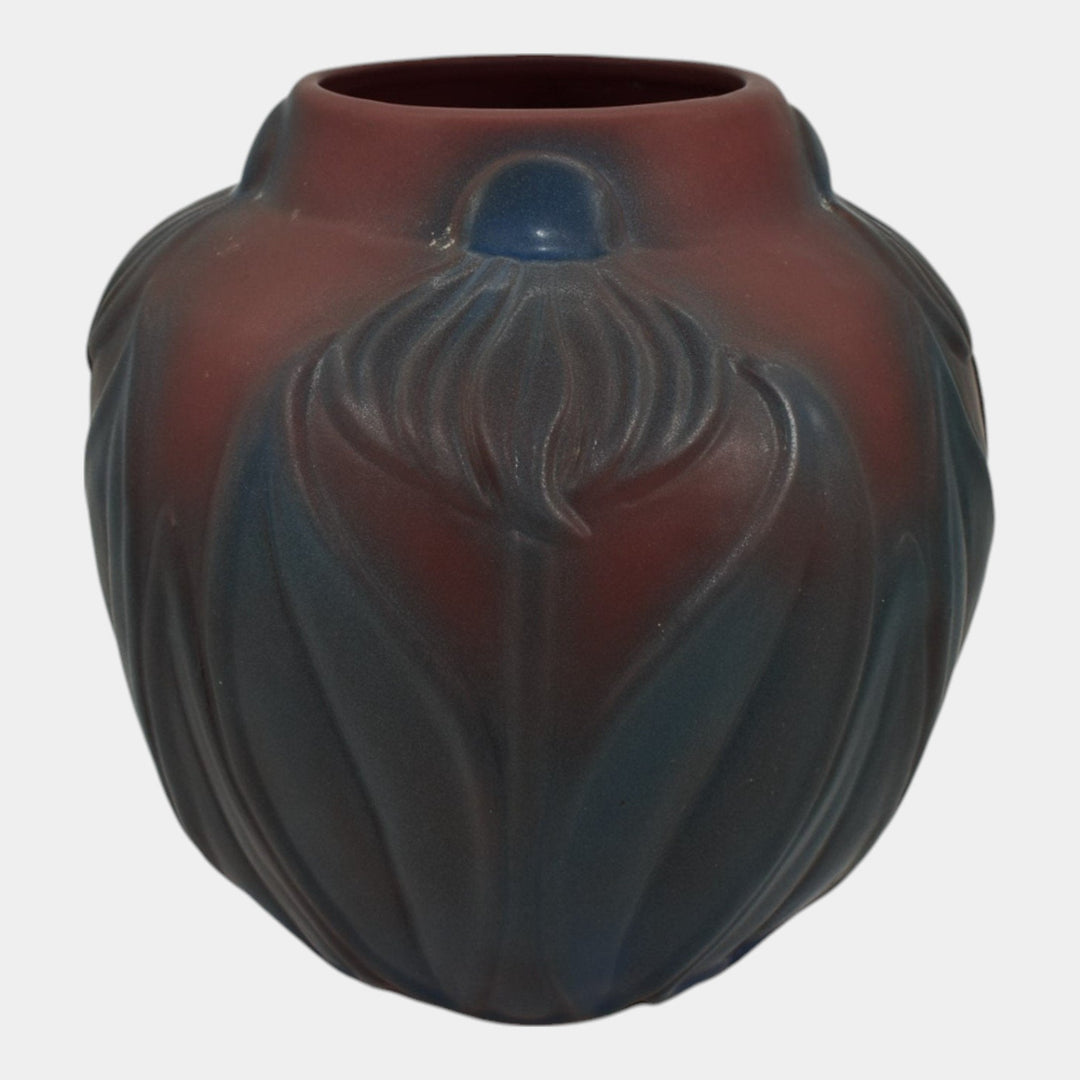 Van Briggle 1920s Vintage Art Pottery Mulberry Ceramic Flower Leaves Vase 754 - Just Art Pottery