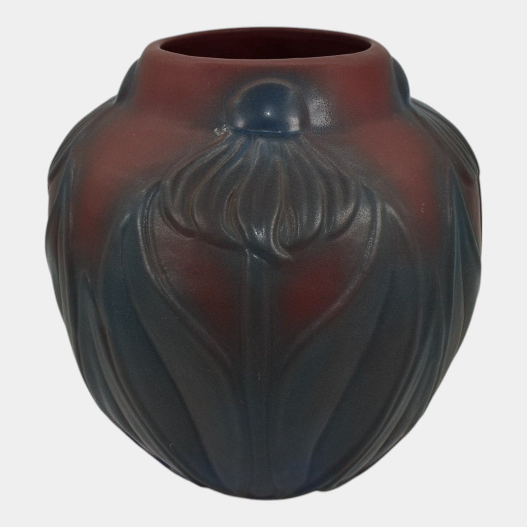 Van Briggle 1920s Vintage Art Pottery Mulberry Ceramic Flower Leaves Vase 754 - Just Art Pottery