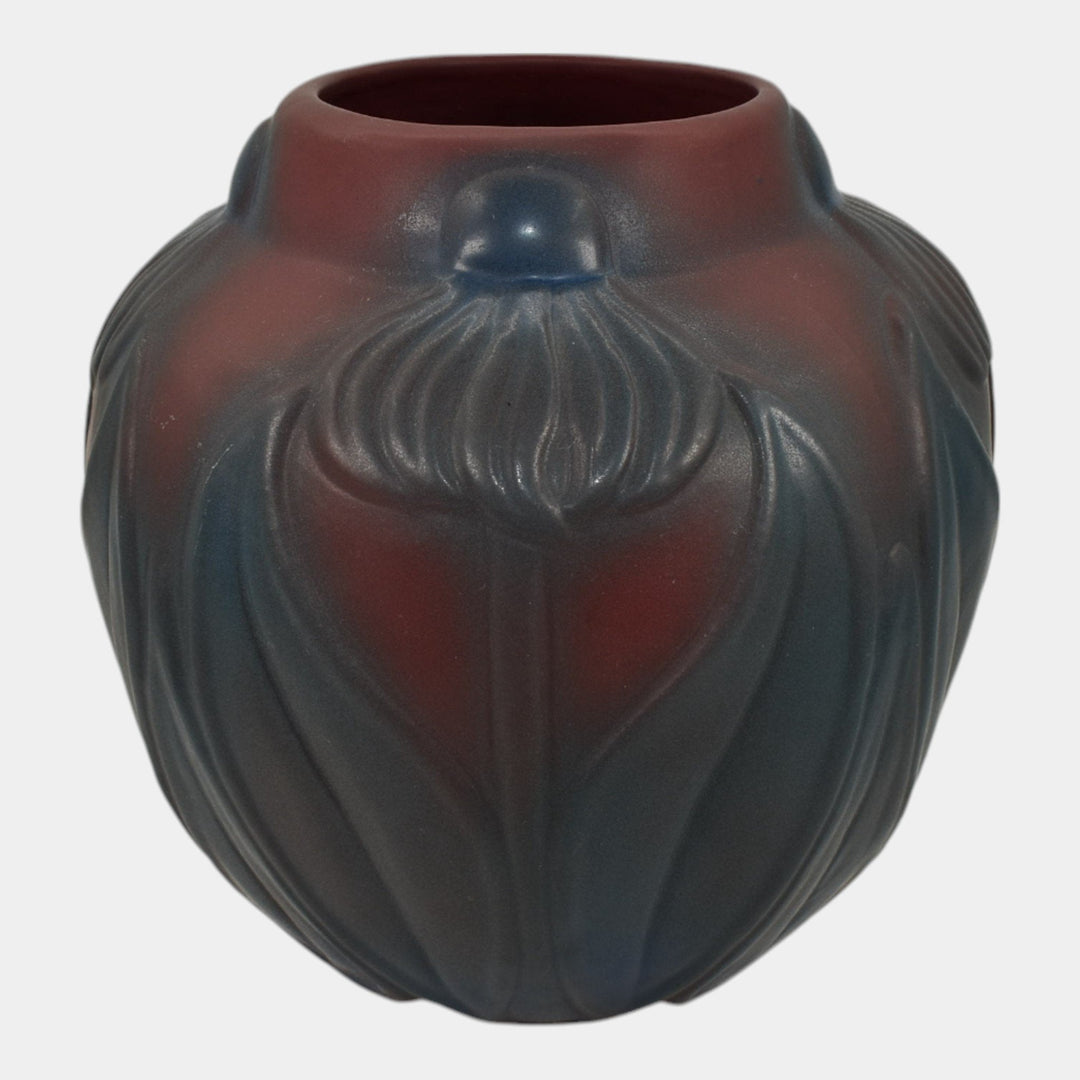 Van Briggle 1920s Vintage Art Pottery Mulberry Ceramic Flower Leaves Vase 754 - Just Art Pottery