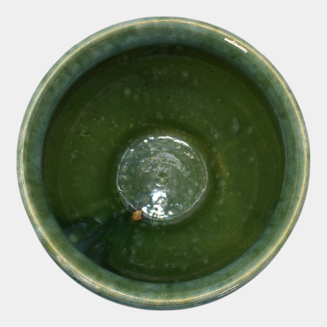 McCoy 1920s Art Deco Pottery Blue Ceramic Jardiniere And Pedestal - Just Art Pottery