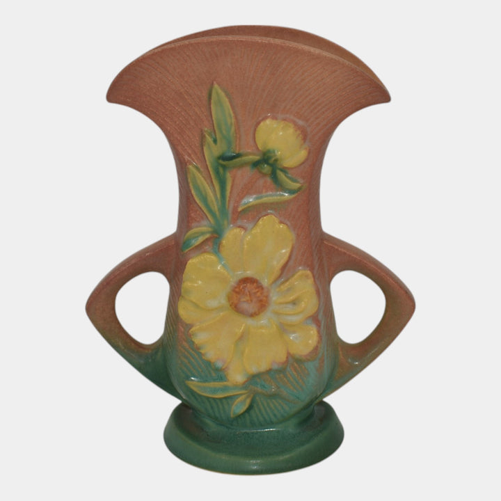 Roseville Peony Pink 1942 Vintage Mid Century Modern Pottery Ceramic Vase 62-8 - Just Art Pottery