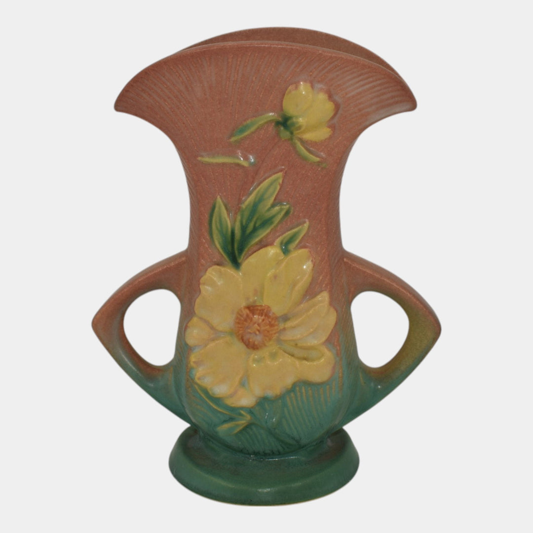 Roseville Peony Pink 1942 Vintage Mid Century Modern Pottery Ceramic Vase 62-8 - Just Art Pottery