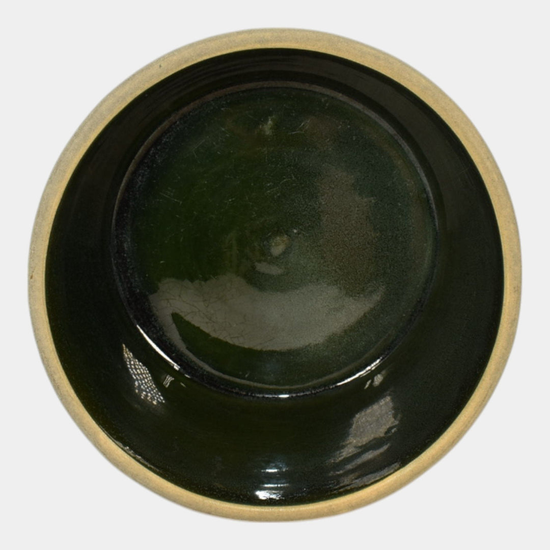 Roseville Mostique Gray 1916 Vintage Arts and Crafts Pottery Flower Pot Bowl - Just Art Pottery