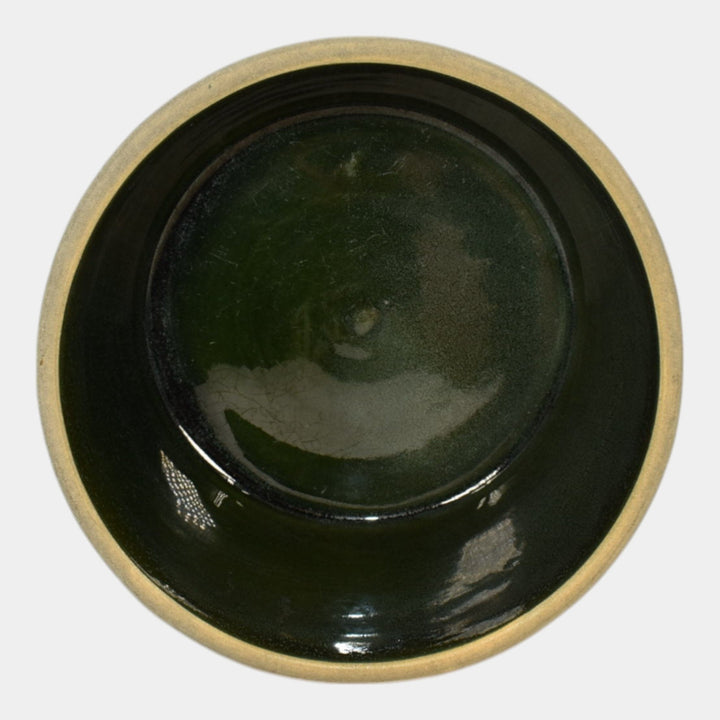 Roseville Mostique Gray 1916 Vintage Arts and Crafts Pottery Flower Pot Bowl - Just Art Pottery