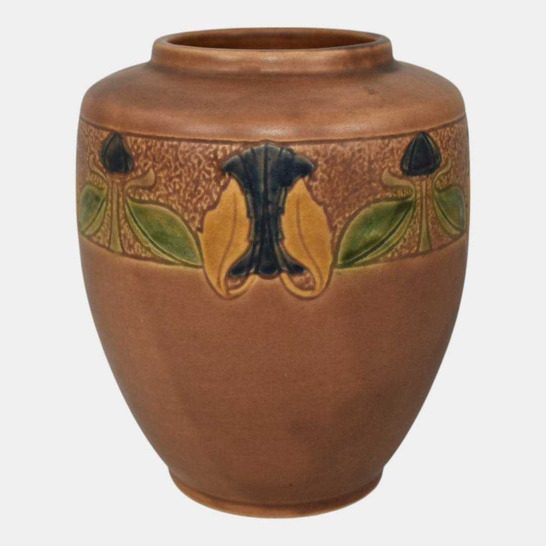 Roseville Victorian Art Trial Glaze 1925 Art Pottery Brown Ceramic Vase 256-6 - Just Art Pottery