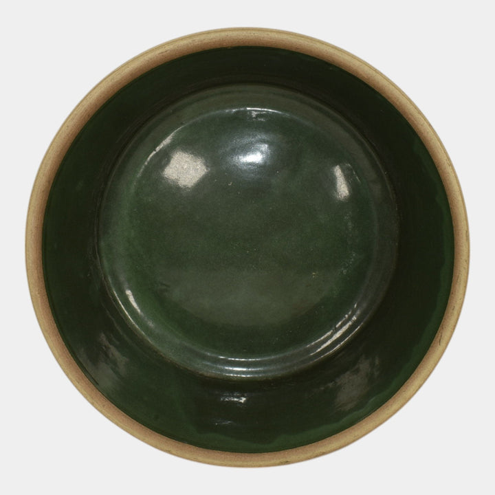 Red Wing Or Monmouth Brush Ware Vintage Art Pottery Green Scenic Ceramic Bowl - Just Art Pottery