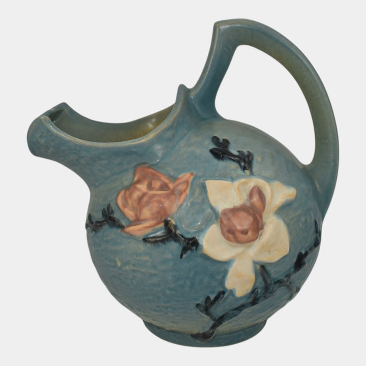 Roseville Magnolia Blue 1943 Vintage Art Pottery Ceramic Cider Pitcher 1327 - Just Art Pottery