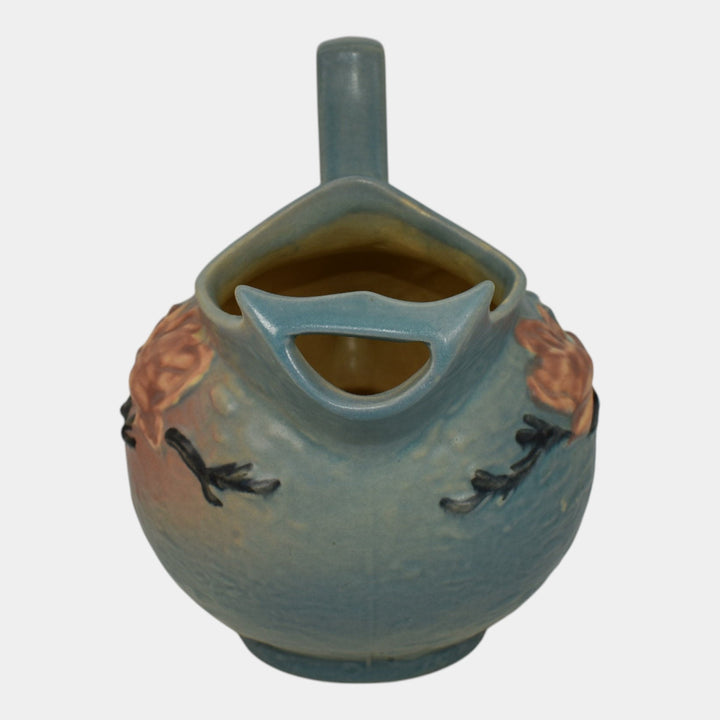 Roseville Magnolia Blue 1943 Vintage Art Pottery Ceramic Cider Pitcher 1327 - Just Art Pottery