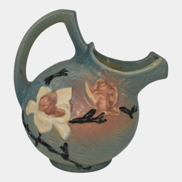Roseville Magnolia Blue 1943 Vintage Art Pottery Ceramic Cider Pitcher 1327 - Just Art Pottery