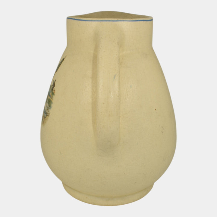 Roseville Creamware Dutch 1900s Vintage Art Pottery Large Ceramic Pitcher - Just Art Pottery