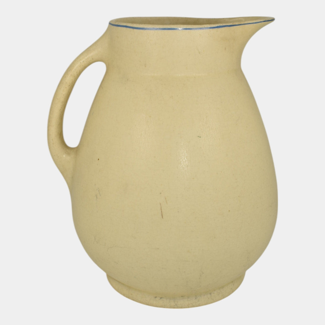 Roseville Creamware Dutch 1900s Vintage Art Pottery Large Ceramic Pitcher - Just Art Pottery