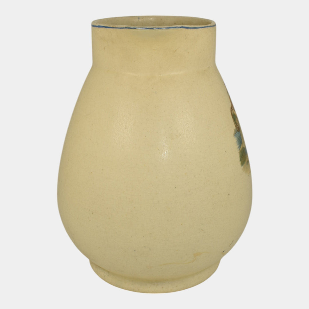Roseville Creamware Dutch 1900s Vintage Art Pottery Large Ceramic Pitcher - Just Art Pottery