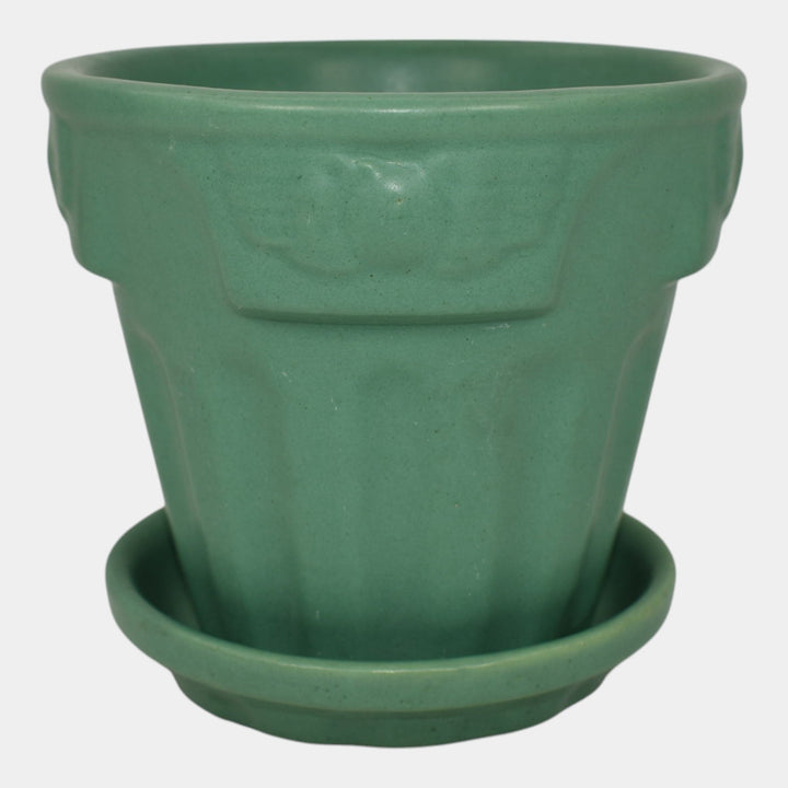 Peters And Reed Zane Ware Matte Green Vintage Art Pottery Ceramic Flower Pot - Just Art Pottery