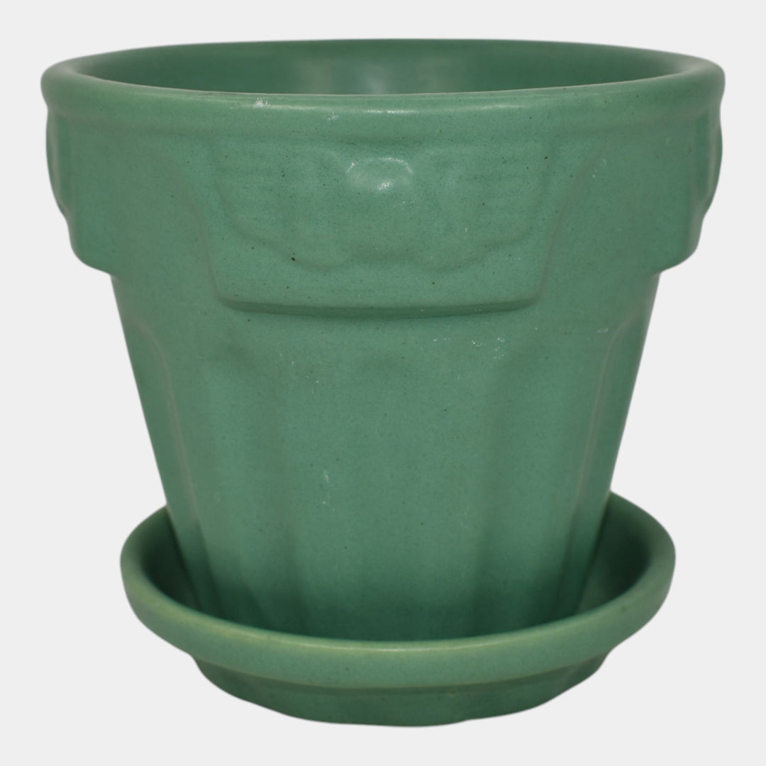 Peters And Reed Zane Ware Matte Green Vintage Art Pottery Ceramic Flower Pot - Just Art Pottery