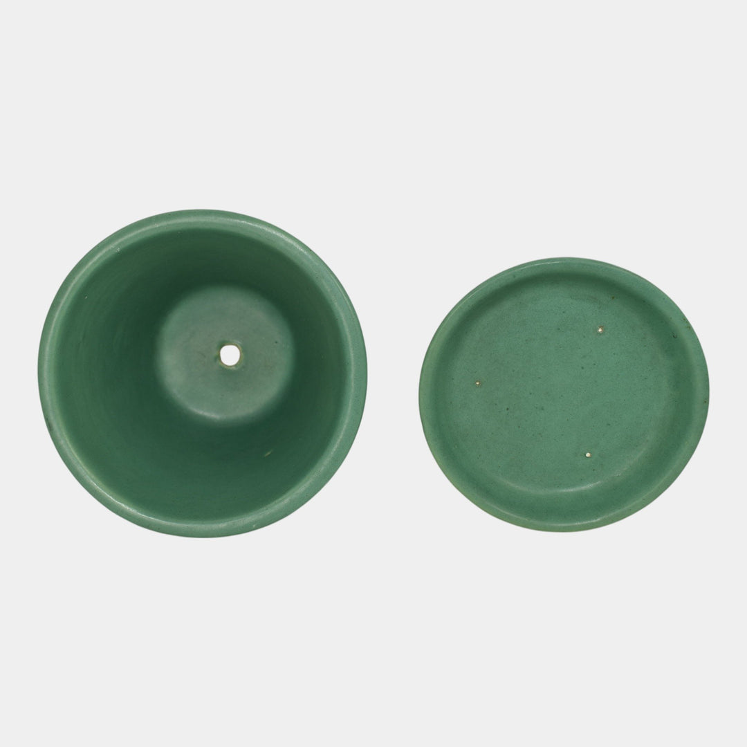 Peters And Reed Zane Ware Matte Green Vintage Art Pottery Ceramic Flower Pot - Just Art Pottery