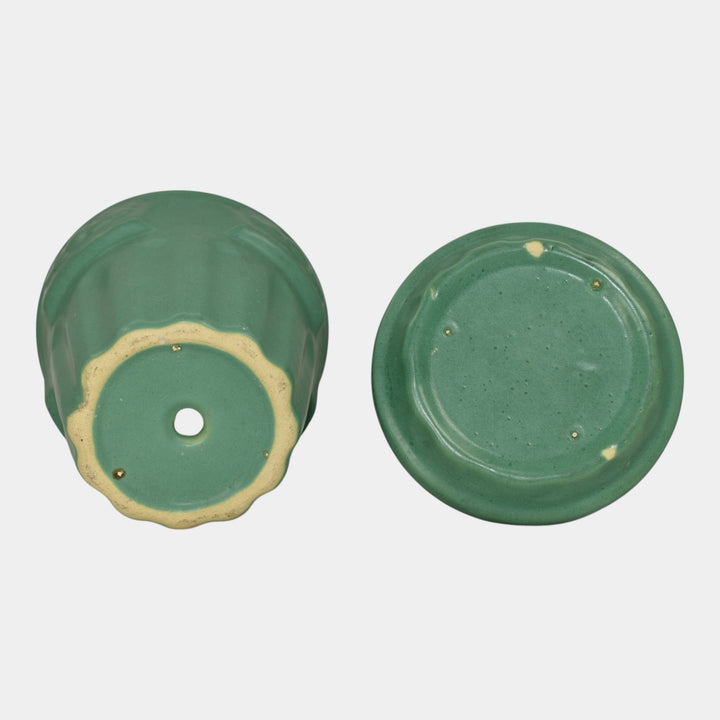 Peters And Reed Zane Ware Matte Green Vintage Art Pottery Ceramic Flower Pot - Just Art Pottery