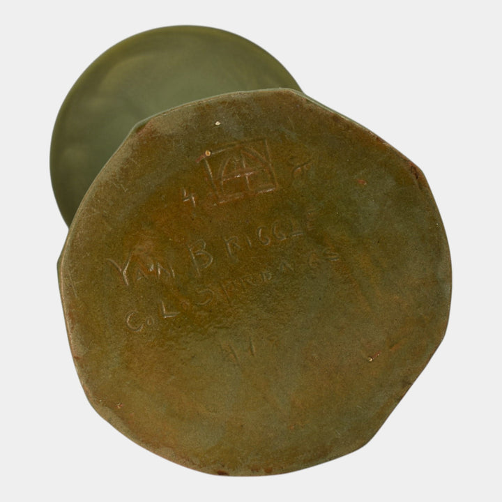 Van Briggle c1907 Vintage Arts And Crafts Pottery Matte Green Tall Vase 448 - Just Art Pottery