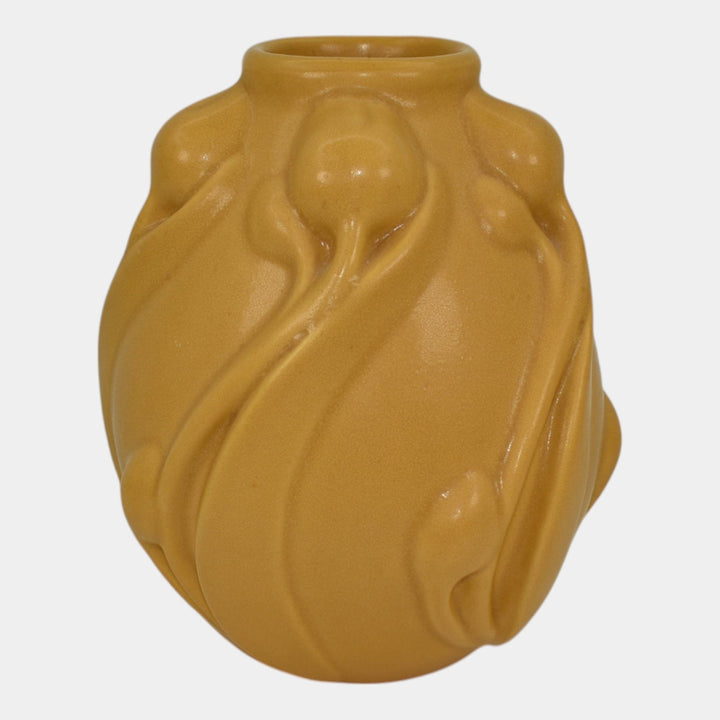 Craig Stevenson Lakewood Van Briggle Vintage Pottery Yellow Tulip Sculpted Vase - Just Art Pottery