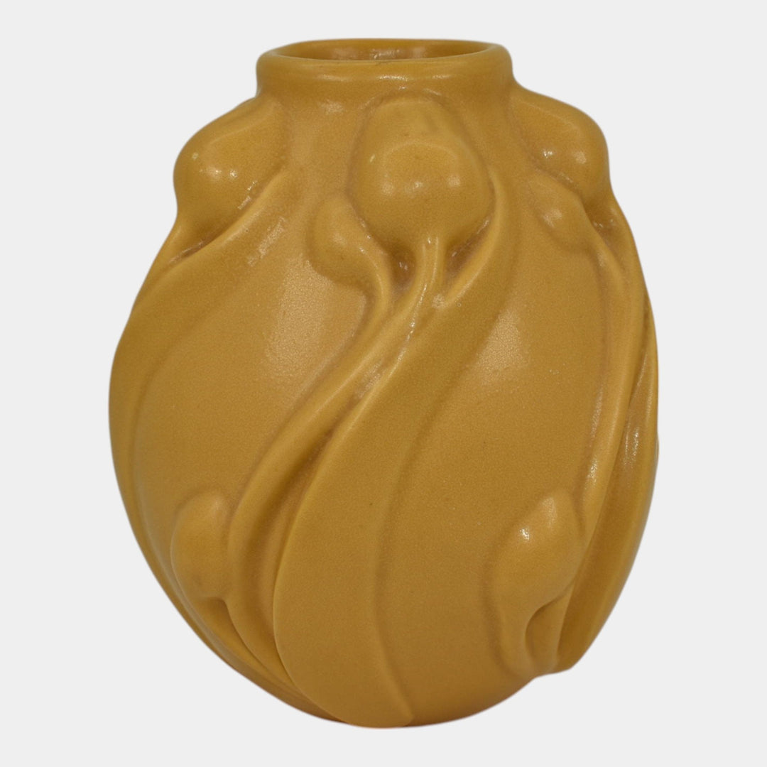 Craig Stevenson Lakewood Van Briggle Vintage Pottery Yellow Tulip Sculpted Vase - Just Art Pottery
