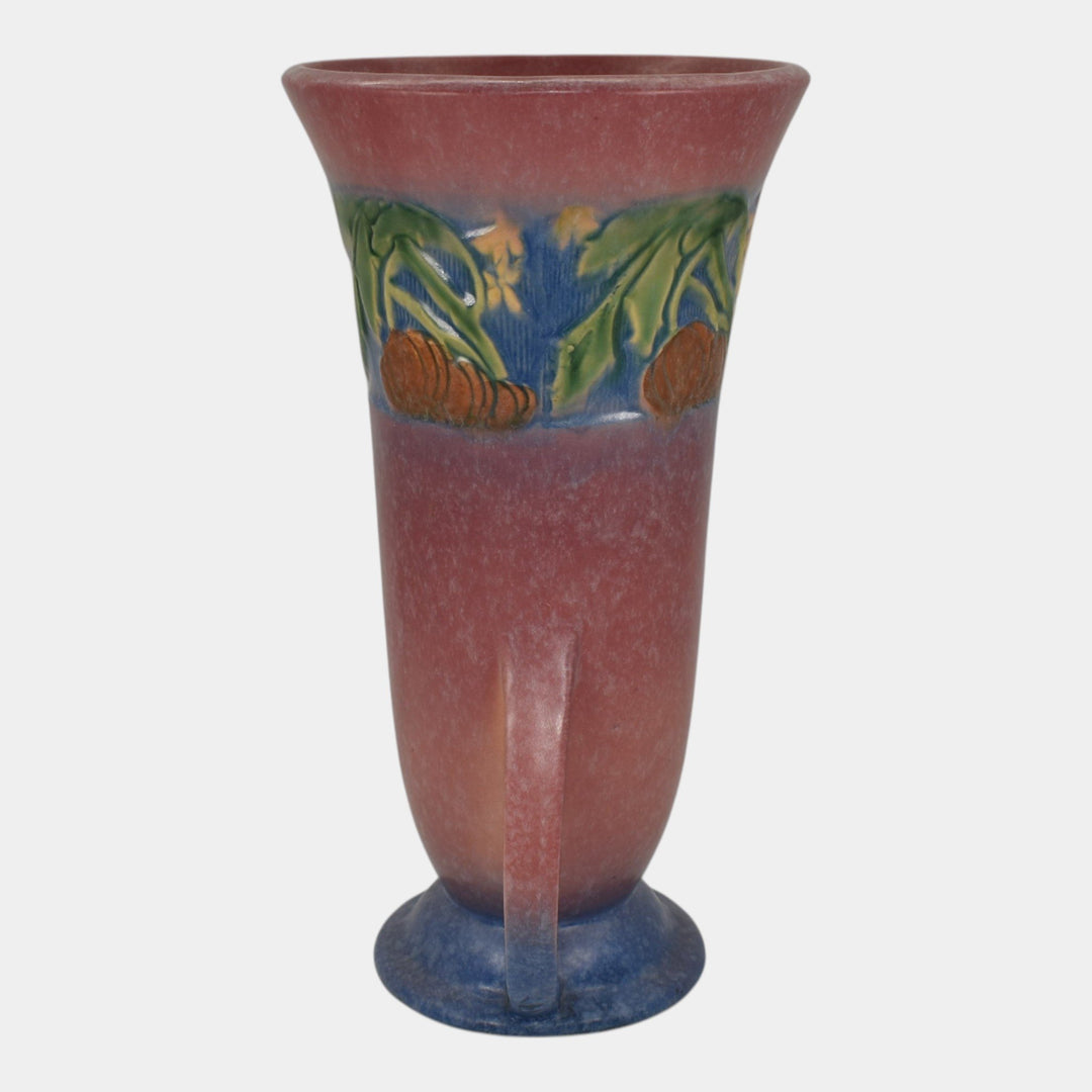 Roseville Baneda Pink 1932 Vintage Arts And Crafts Pottery Ceramic Vase 598-12 - Just Art Pottery