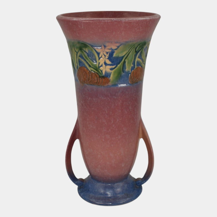 Roseville Baneda Pink 1932 Vintage Arts And Crafts Pottery Ceramic Vase 598-12 - Just Art Pottery