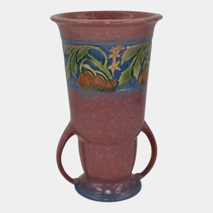 Roseville Baneda Pink 1932 Vintage Art Deco Pottery Handled Ceramic Vase 593-8 - Just Art Pottery