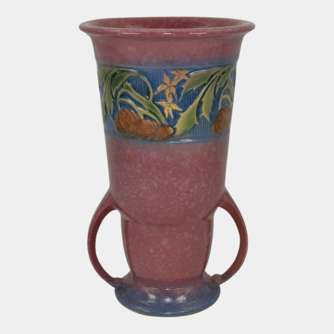 Roseville Baneda Pink 1932 Vintage Art Deco Pottery Handled Ceramic Vase 593-8 - Just Art Pottery