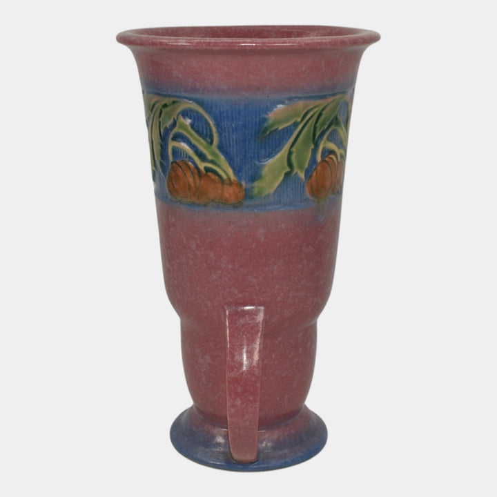 Roseville Baneda Pink 1932 Vintage Art Deco Pottery Handled Ceramic Vase 593-8 - Just Art Pottery
