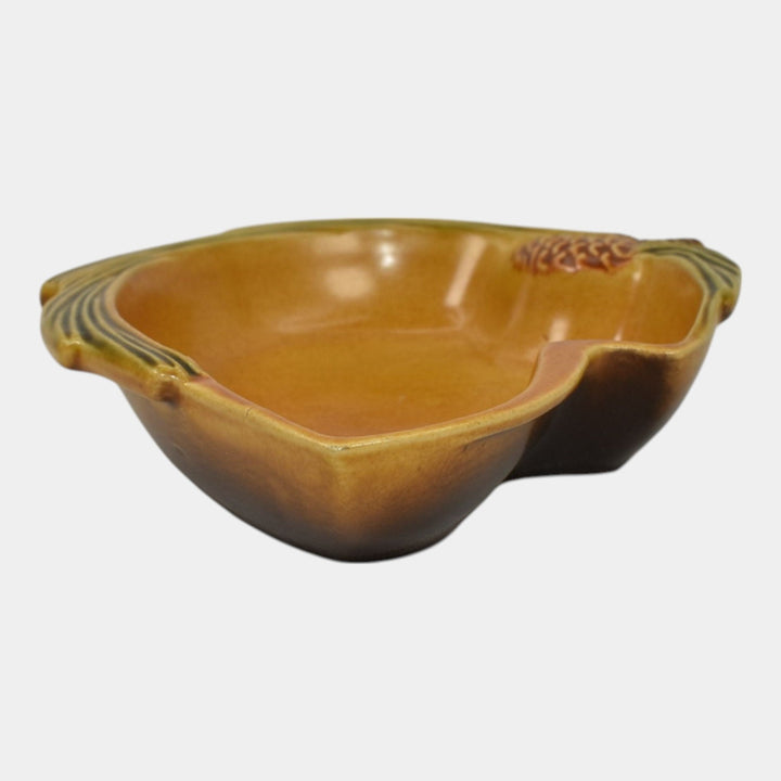 Roseville Pine Cone Brown 1953 Mid Century Modern Pottery Ceramic Tray 497 - Just Art Pottery
