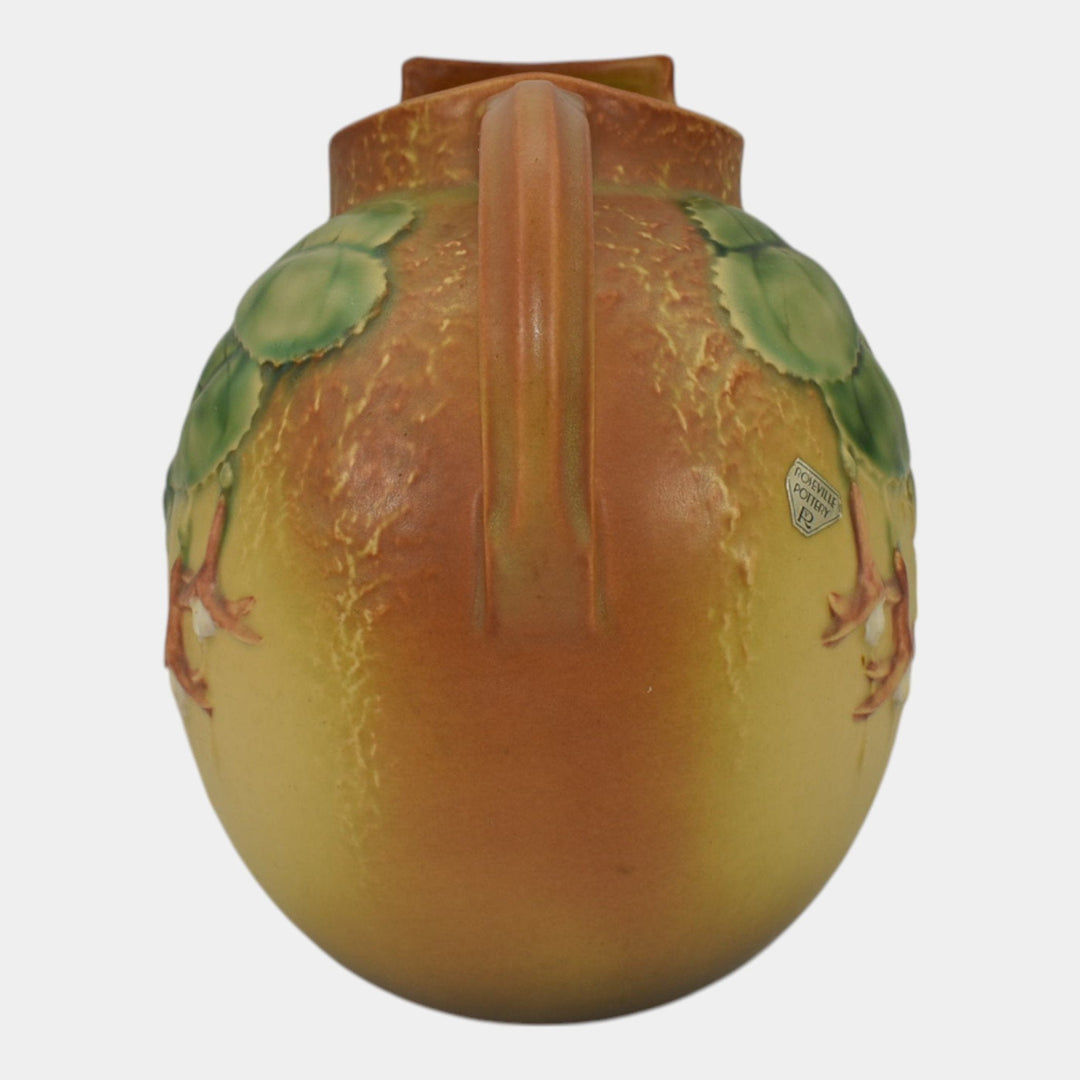 Roseville Fuchsia Brown 1938 Vintage Art Pottery Ceramic Ice Lip Pitcher 1322 - Just Art Pottery